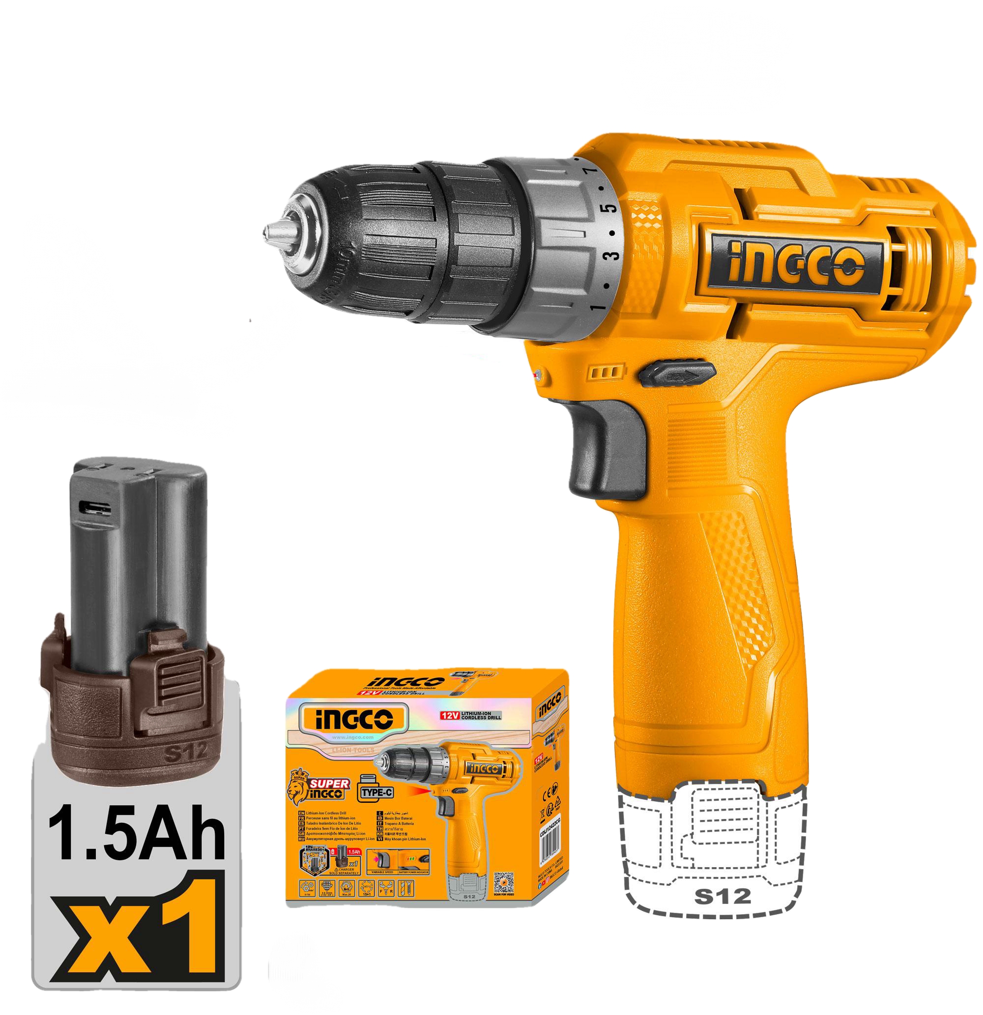 CDLI12428 Ingco Cordless drill 12V - Image 1