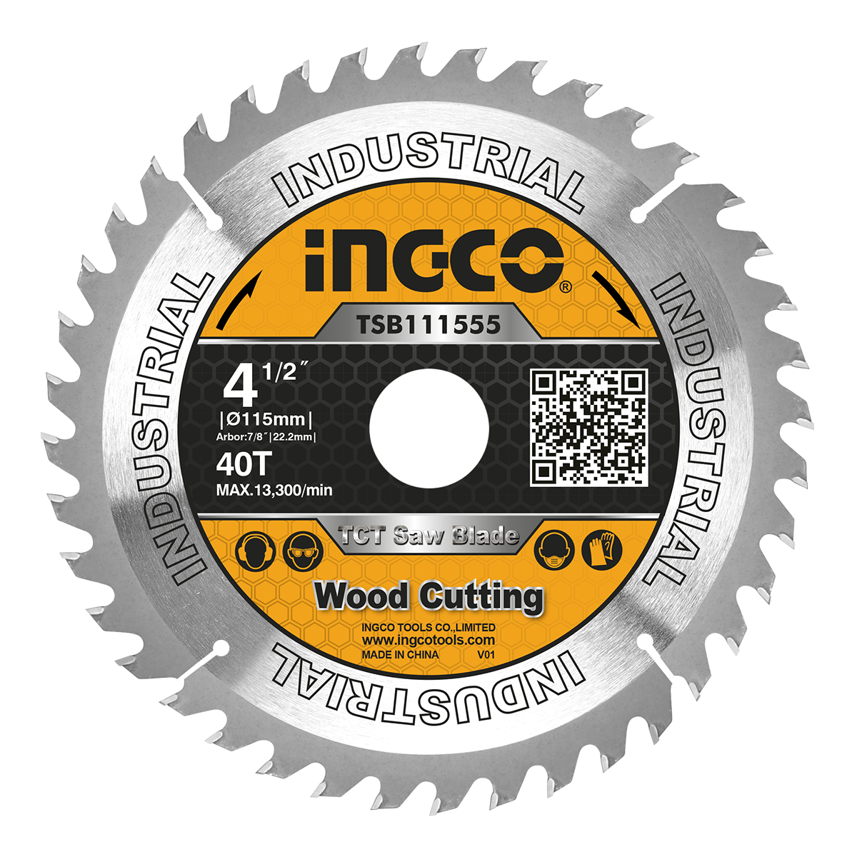 TSB111555 (1) Ingco TCT saw blade 115mm(4-1/2"), 40T - Image 1