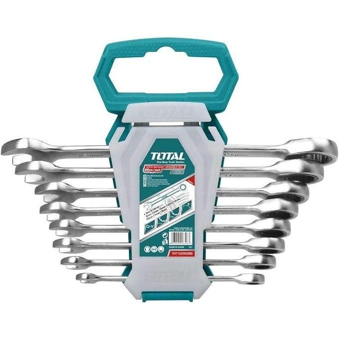 1 (15) Total 8 Pcs ratchet spanner set Size:8-19mm - Image 1