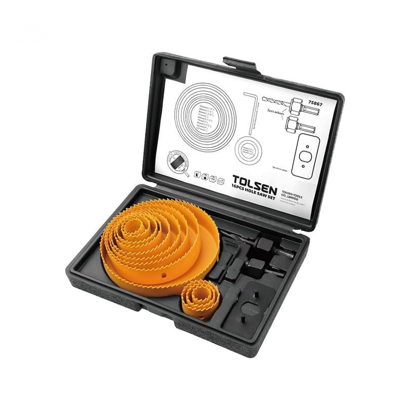 16PCS-HOLE-SAW-SET Tolsen 16Pcs Hole Saw Set - Image 1