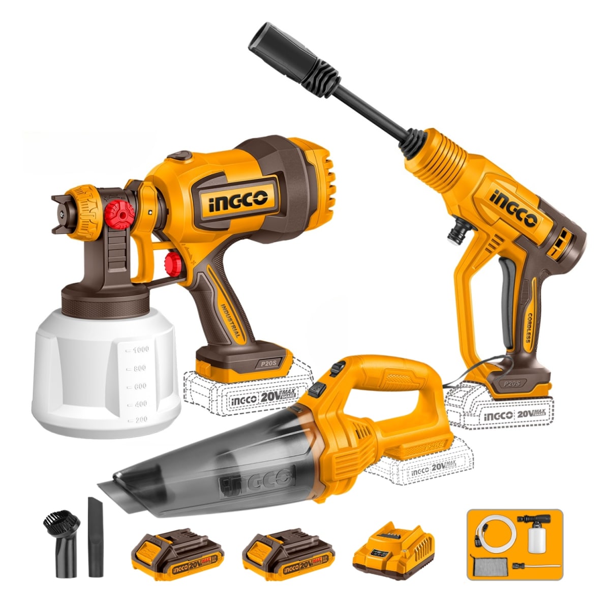 X_cosli2305220672 (1) Ingco Cordless 3 pcs combo kit 20V - Image 1
