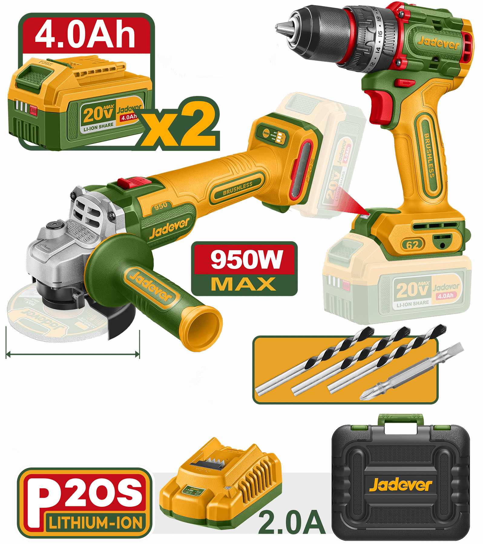 27007 Jadever Cordless 2 pcs combo kit - Image 1