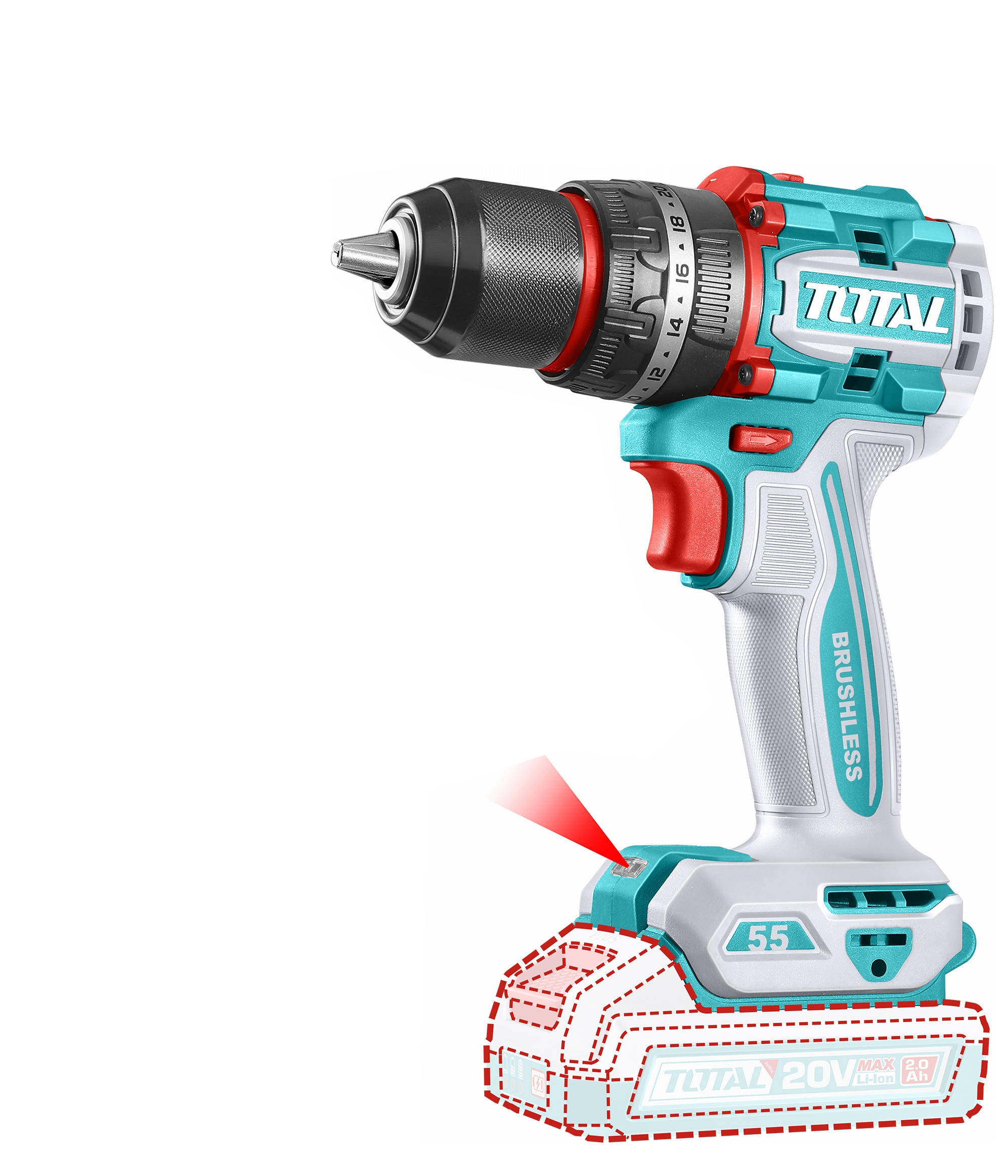 TIDLI20558 Total TIDLI20558 Compact Brushless Cordless Impact Drill 55Nm - Image 1